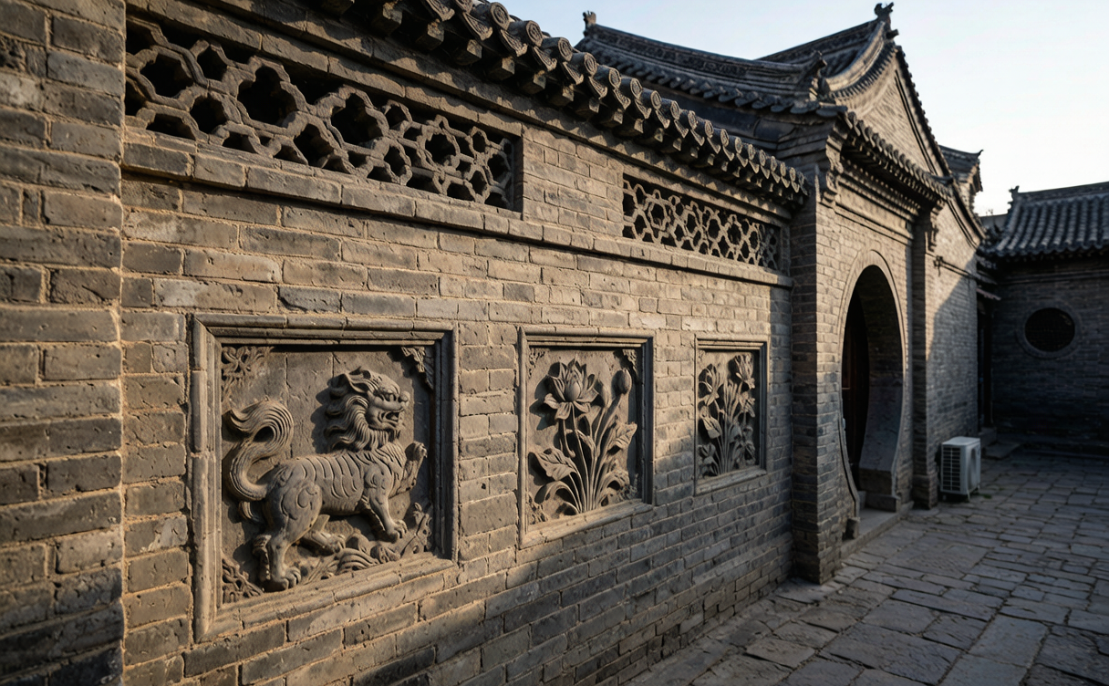 Wang Family Courtyard fortress mansion in Shanxi, China seen from above