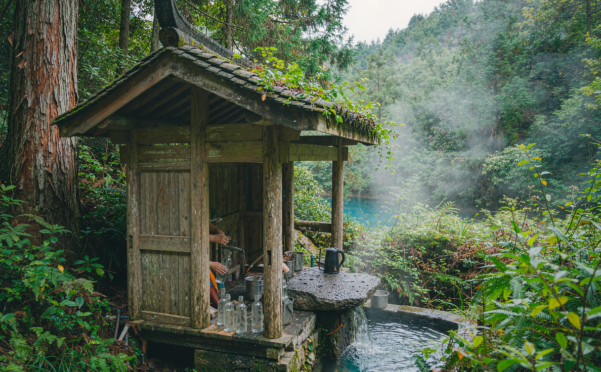 wudalianchi-volcano-guide - mineral spring drinking pavilion at Wudalianchi