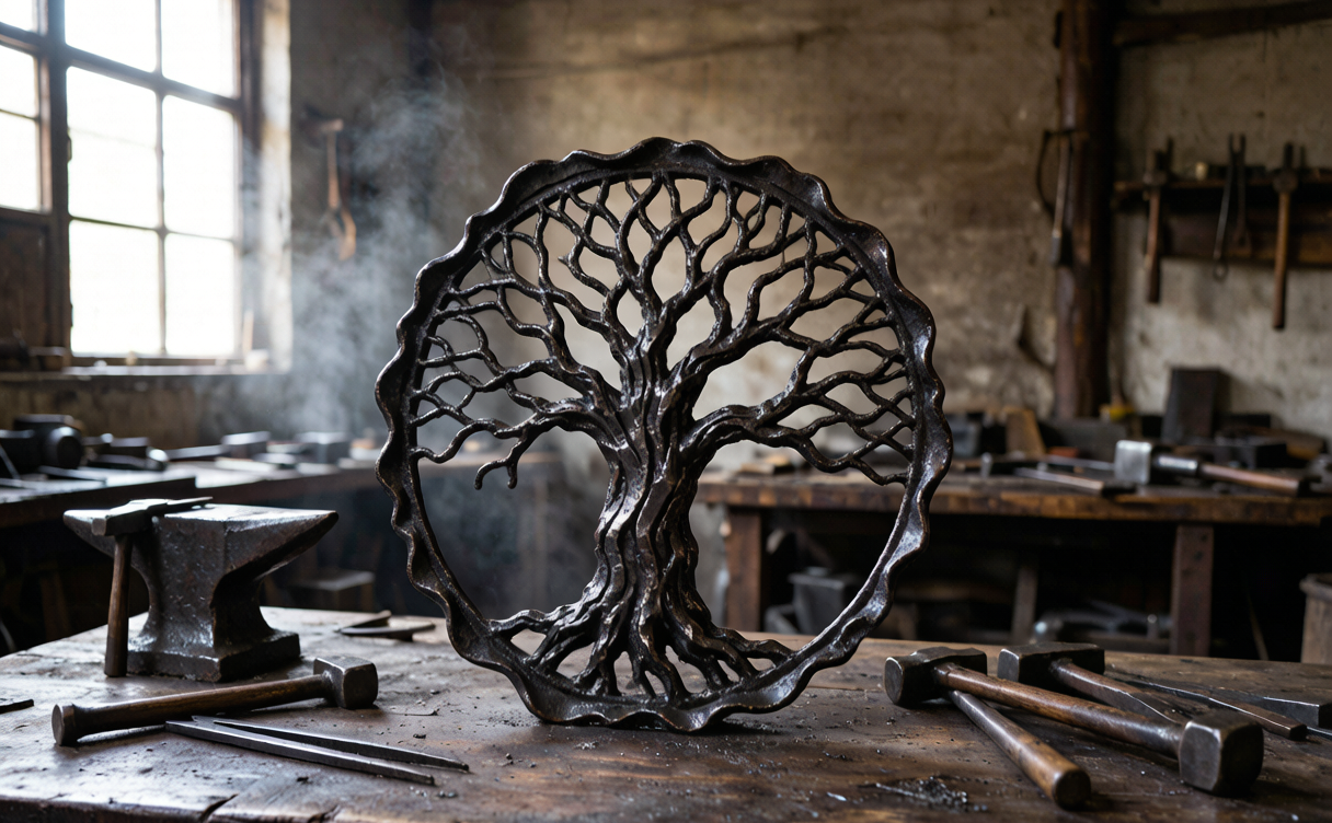 Wuhu travel guide - a Wuhu iron painting craftsman forging a framed landscape