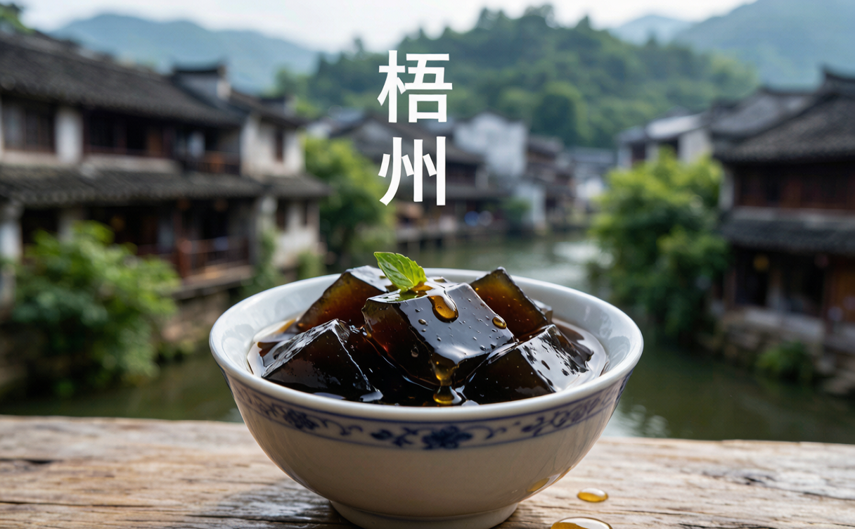 Wuzhou travel guide - bowl of turtle jelly dessert served with honey