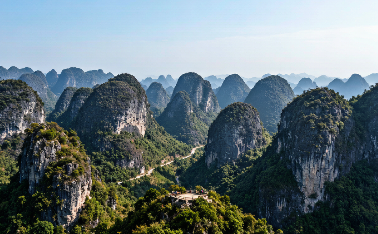 Xingyi travel guide - rounded karst peaks and farmland at Wanfenglin in Guizhou
