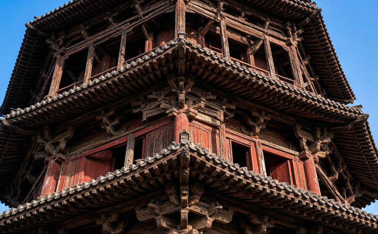 Yingxian Wooden Pagoda guide - the multi-tiered Sakyamuni Pagoda of Fogong Temple