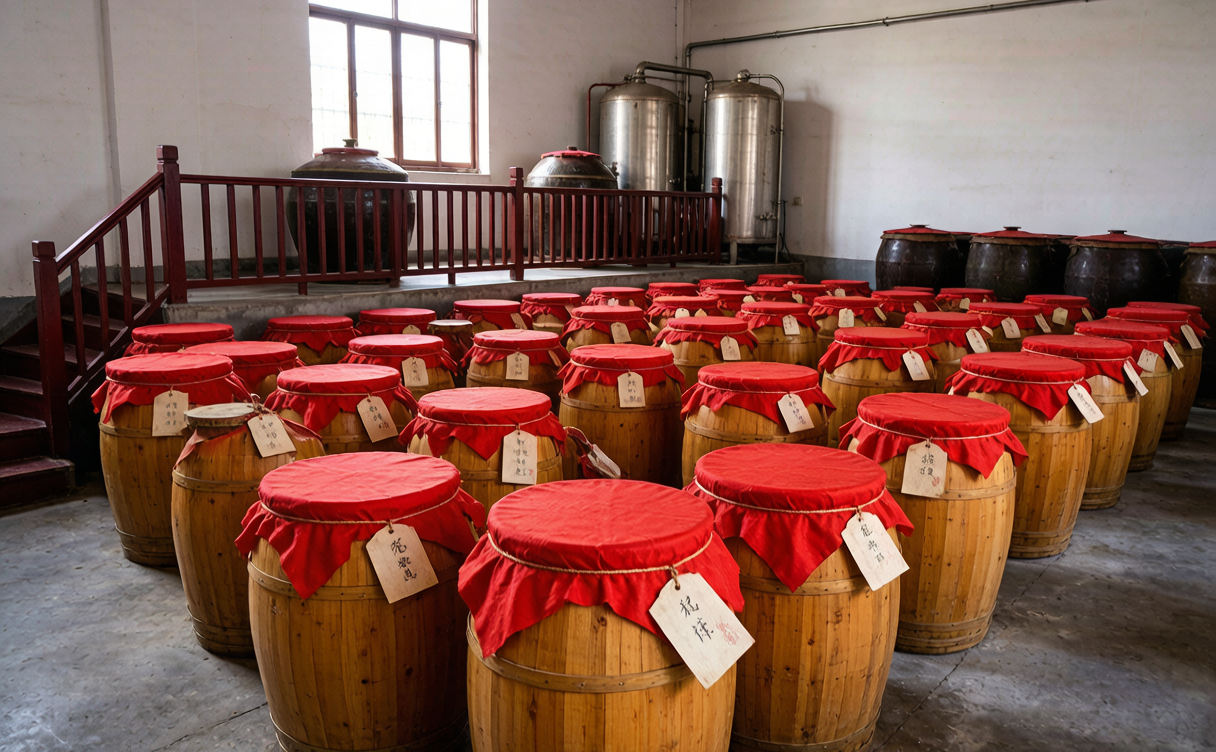 Zhenjiang travel guide - traditional black vinegar jars aging at a Zhenjiang brewery