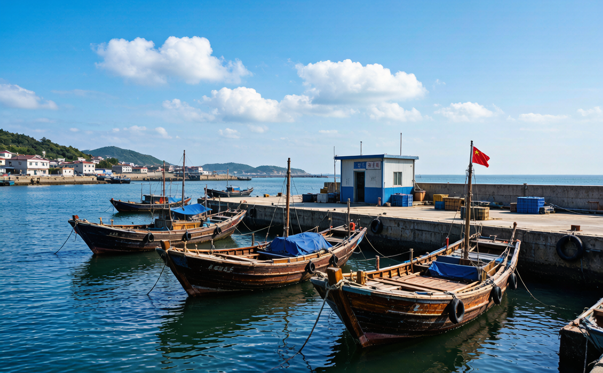 Zhoushan travel guide - fishing boats moored in Shenjiamen harbour, Zhejiang