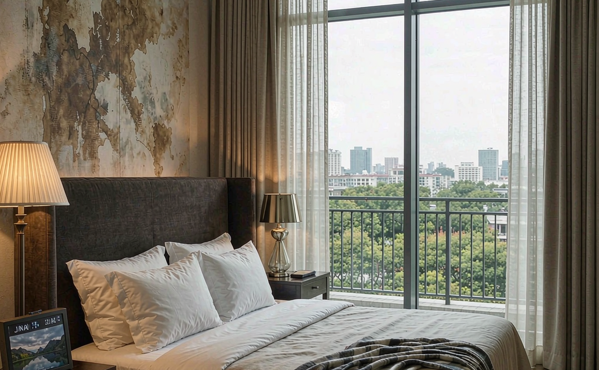 Jinan hotel room with a view of a spring-fed city canal