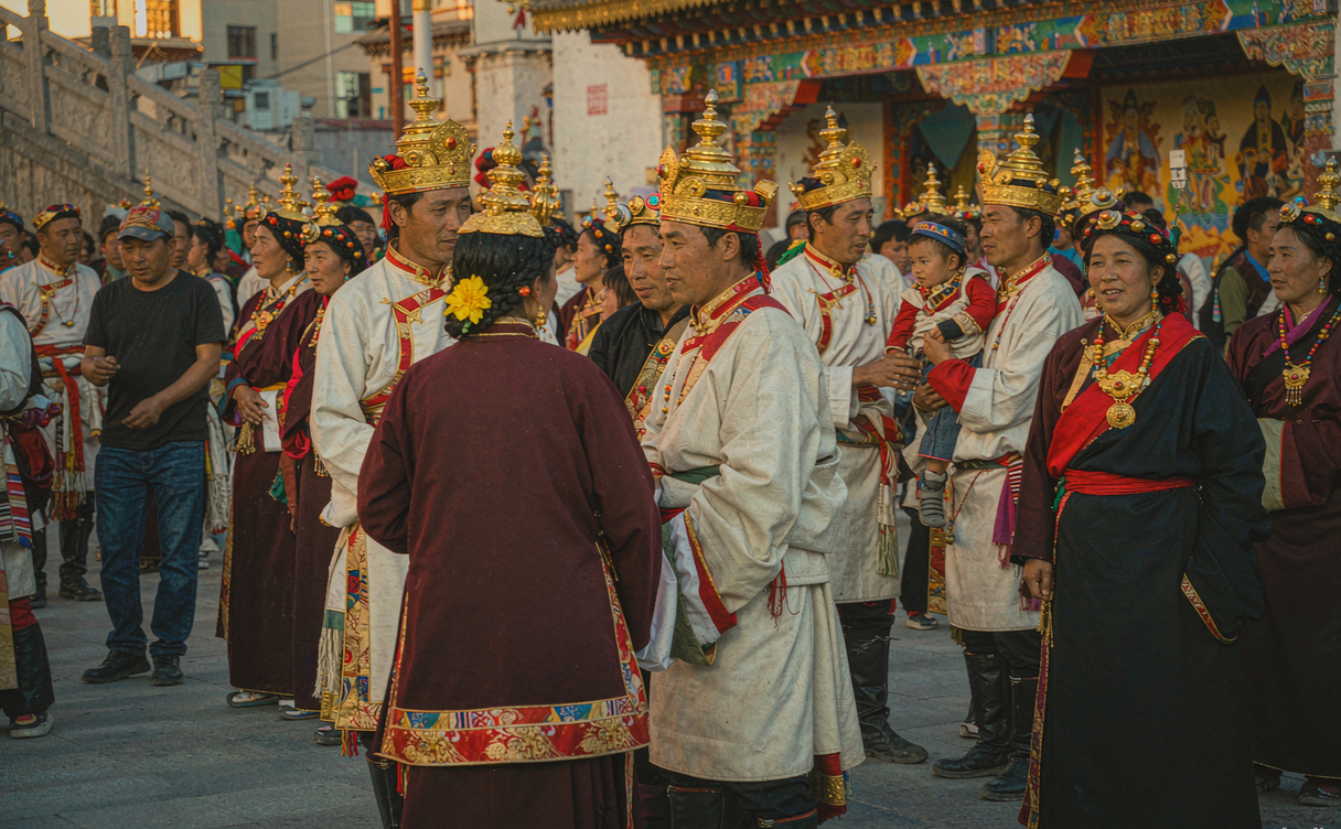 Jokhang Temple pilgrims in Lhasa, Tibet, China