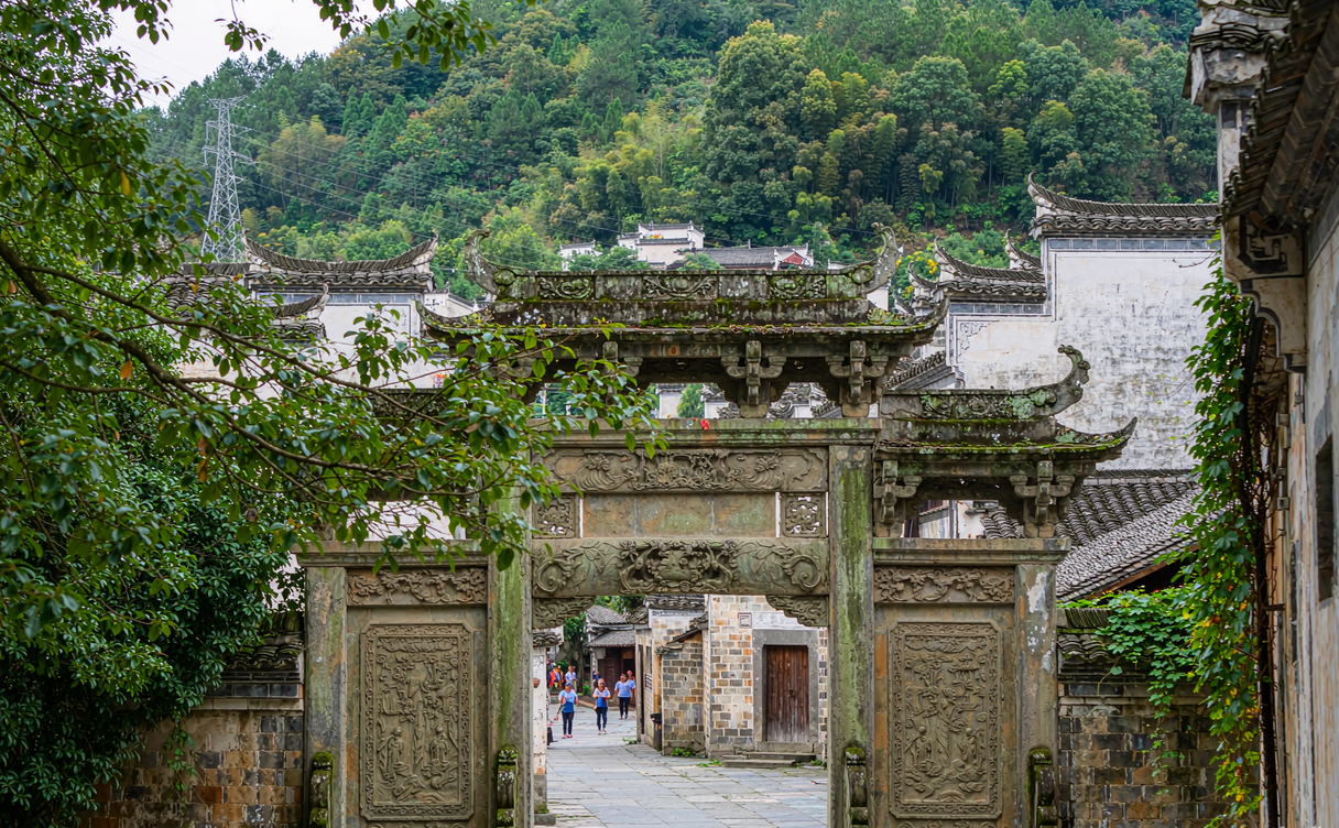 Carved stone gates and horse-head walls of Chaji village Anhui