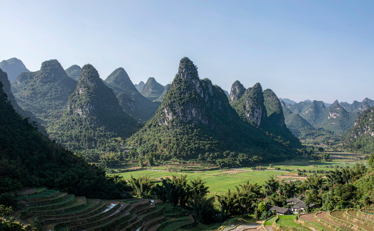 Karst peaks above the Li River in Guilin, China