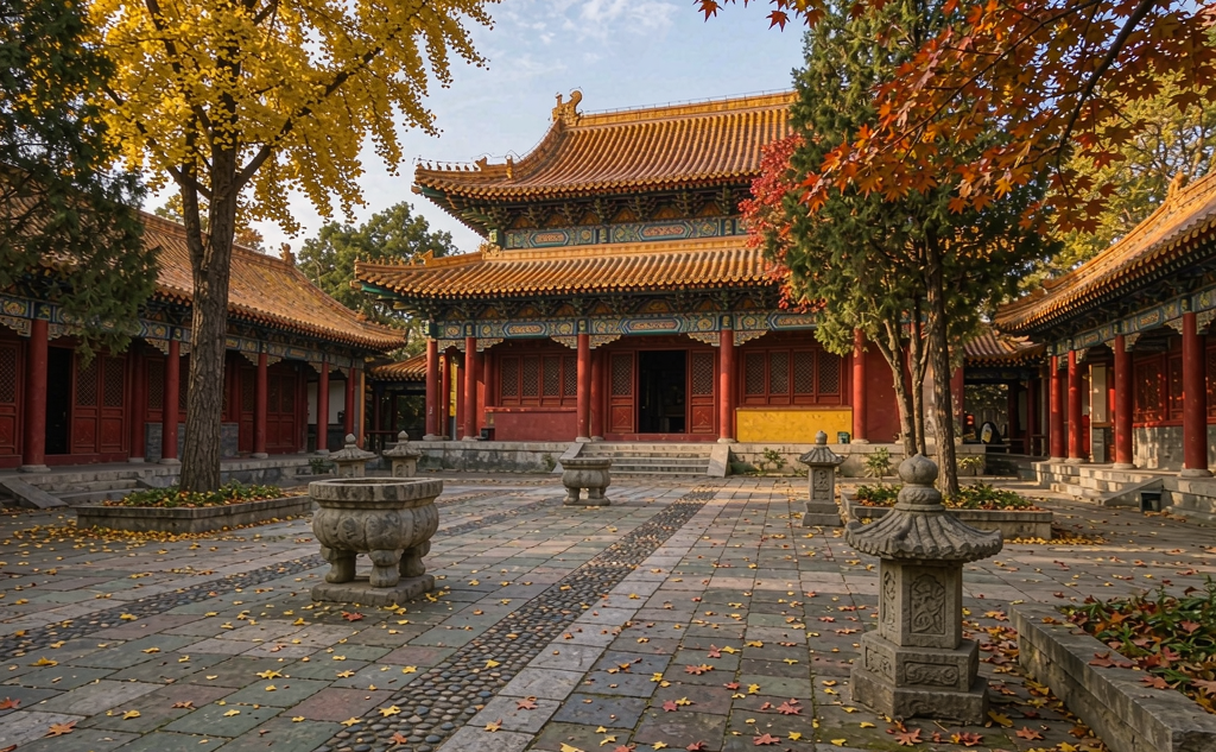 Quiet Chinese water town in spring mist