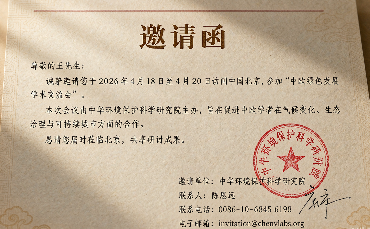Official red stamp on a Chinese visa invitation letter