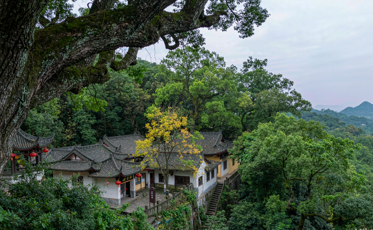 Xishan mountain temples and old trees in Ezhou Hubei China