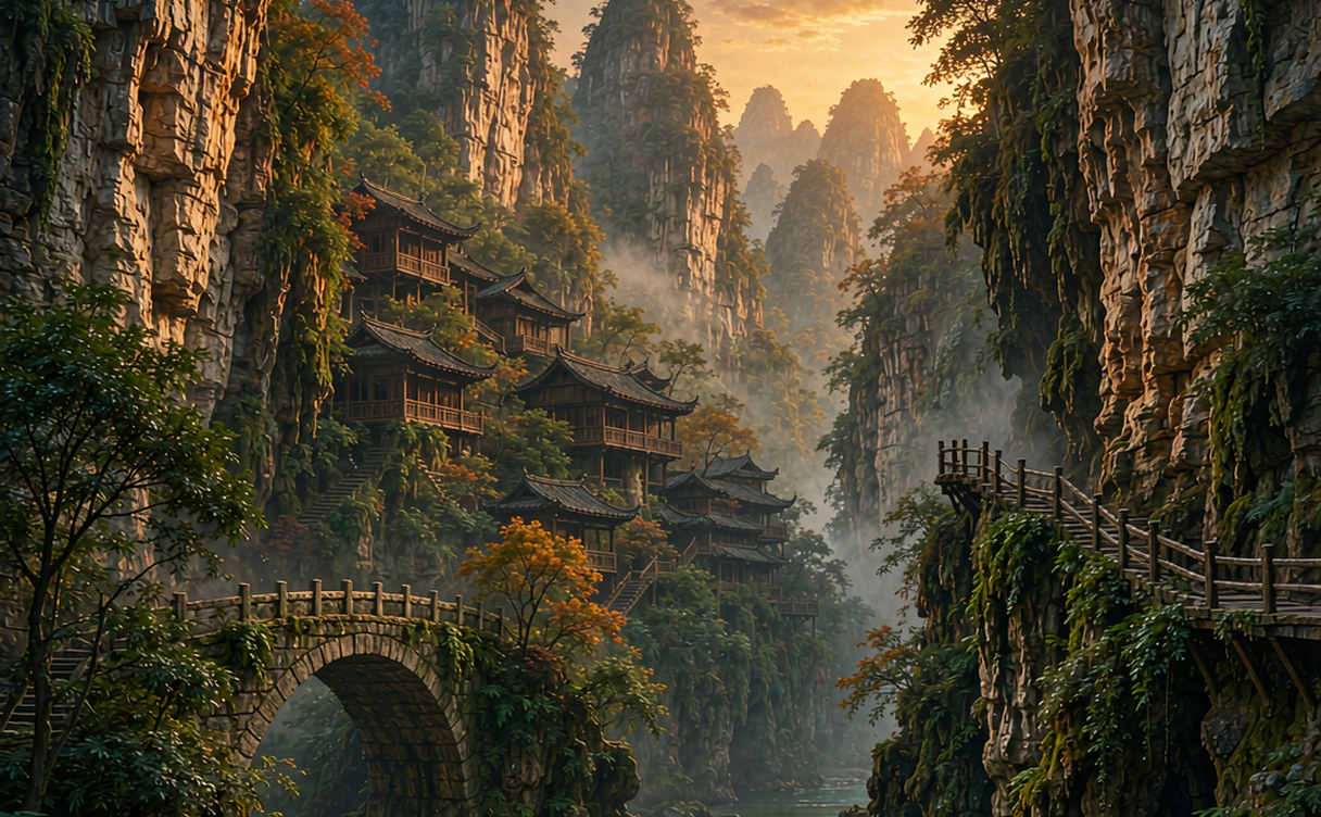 Local Wulong tofu snacks and a riverside noodle bowl near Jiangkou, Chongqing, China