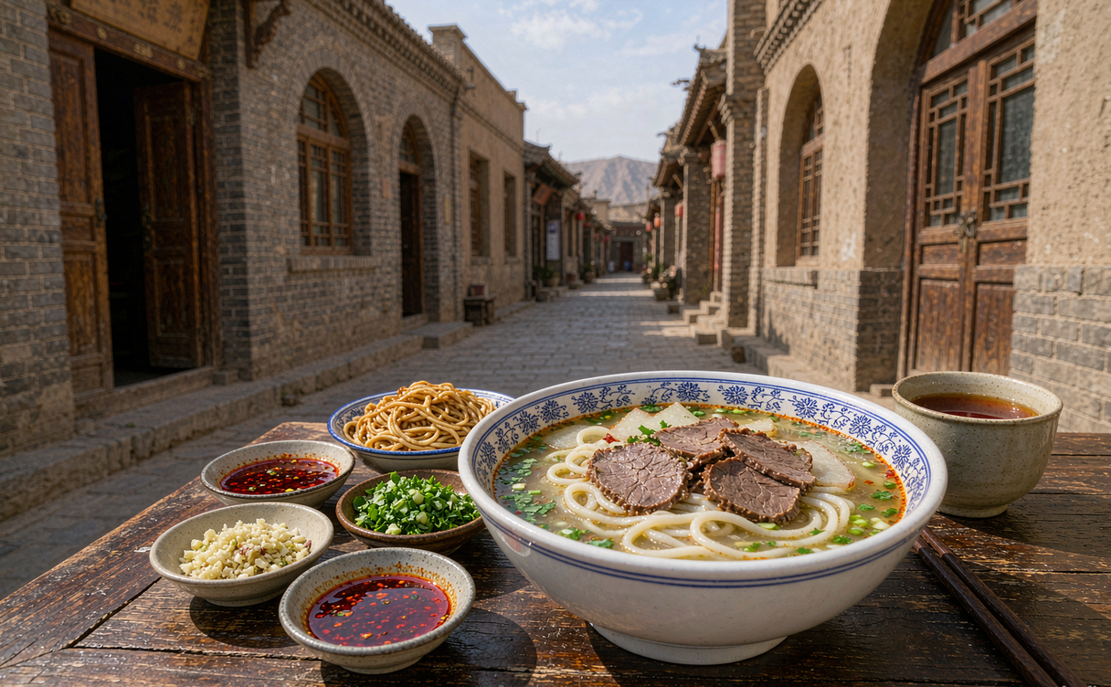 Lanzhou beef noodles in Gansu, China