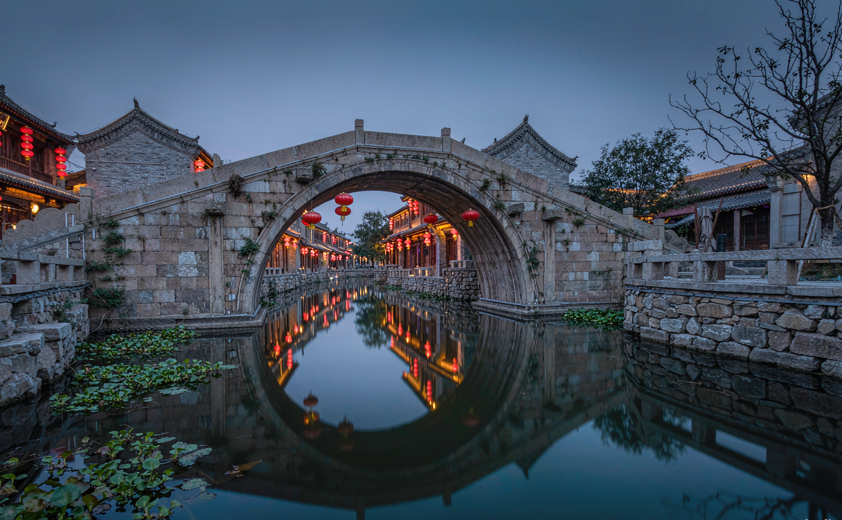 Gubei water town lit canals night