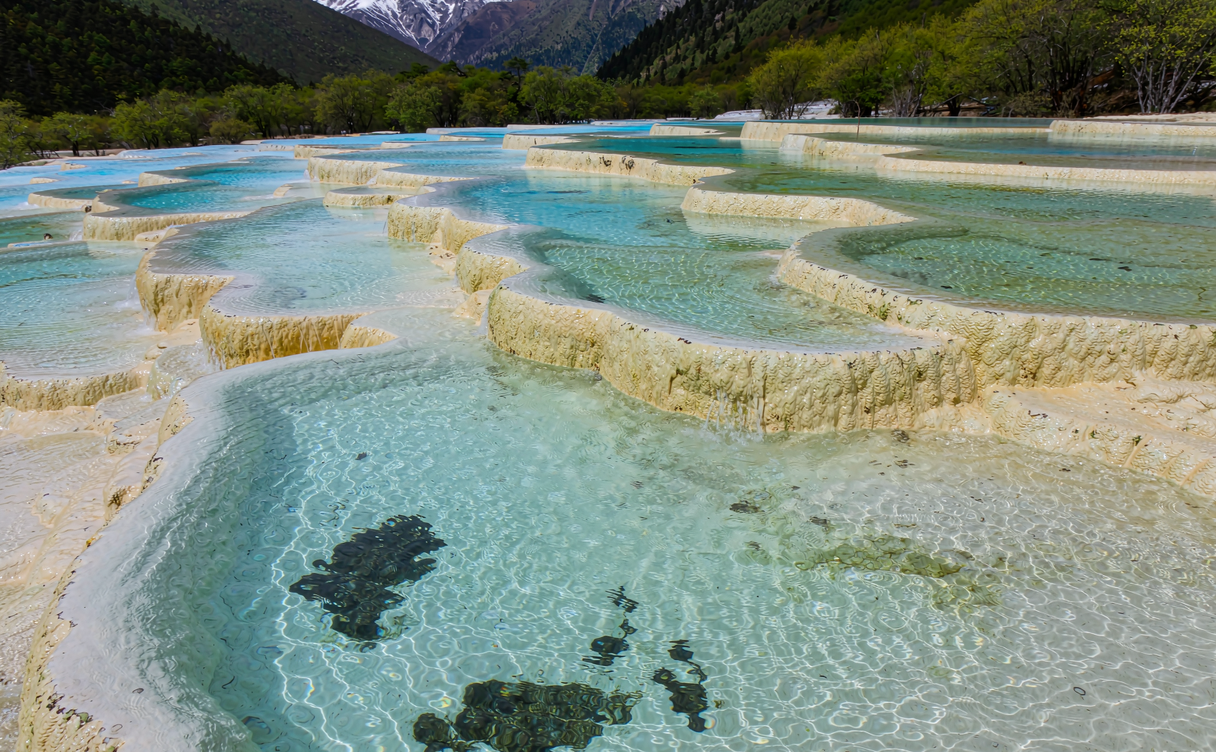 Huanglong Five-Color Pools terraced travertine