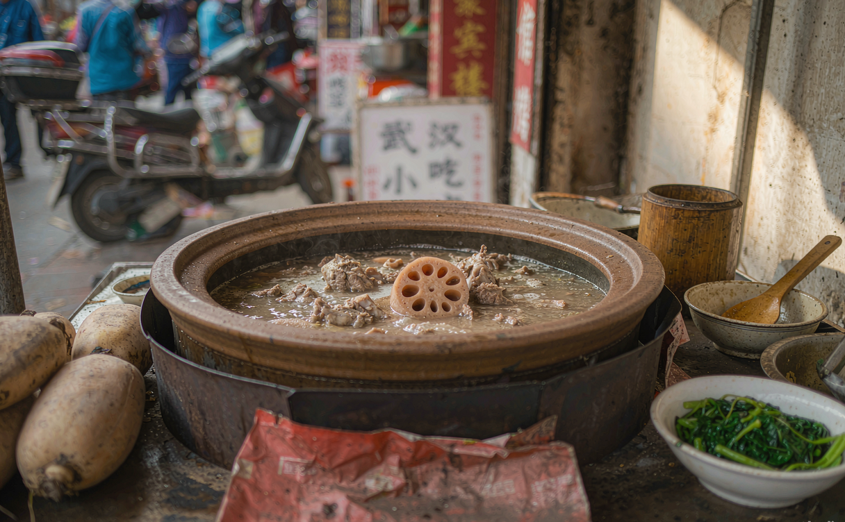 Hubei lotus root and pork rib soup clay pot