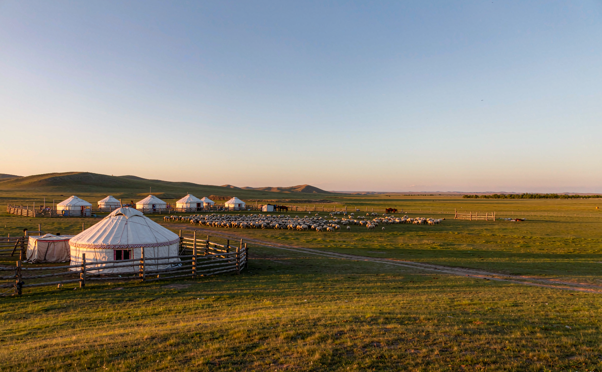 Hulunbuir grassland with yurt and horse