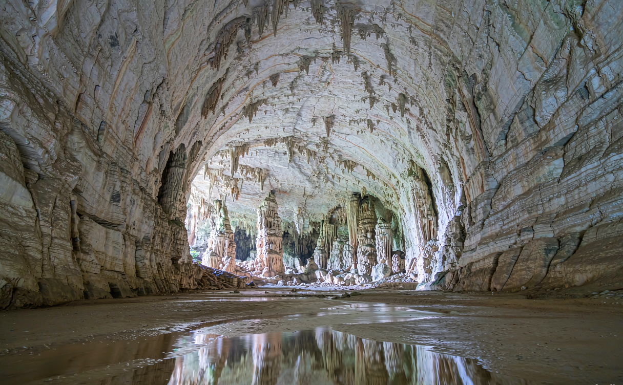 The vast Lion Hall chamber inside the Jiuxiang caves Yunnan