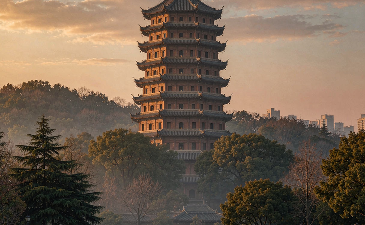Liuhe Pagoda Hangzhou wooden eaves architectural detail