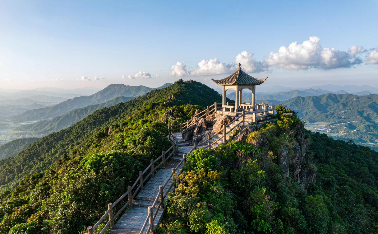 Carved Ming-dynasty quarry cliffs and Lotus Stone pillar at Lotus Mountain Guangzhou