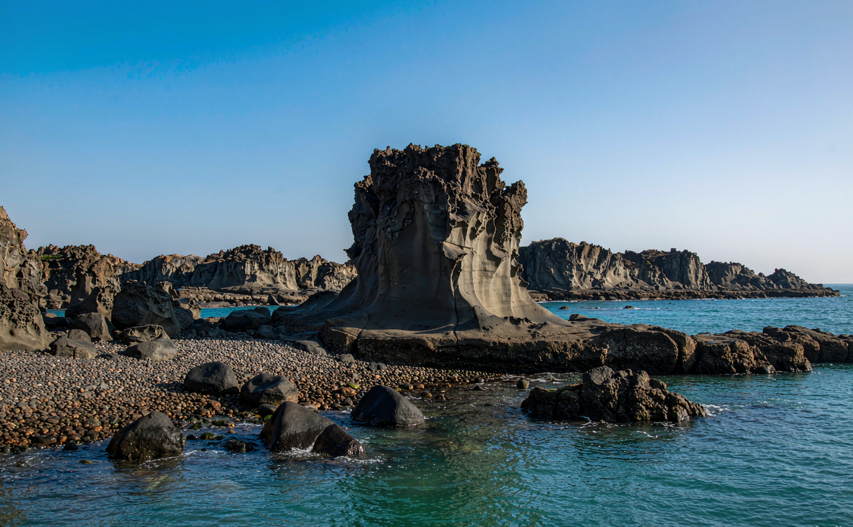 Dasha'ao Beach with pale sand and clear blue water on Nanji Island