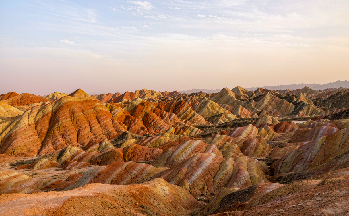 Zhangye Danxia rainbow mountains striped hills
