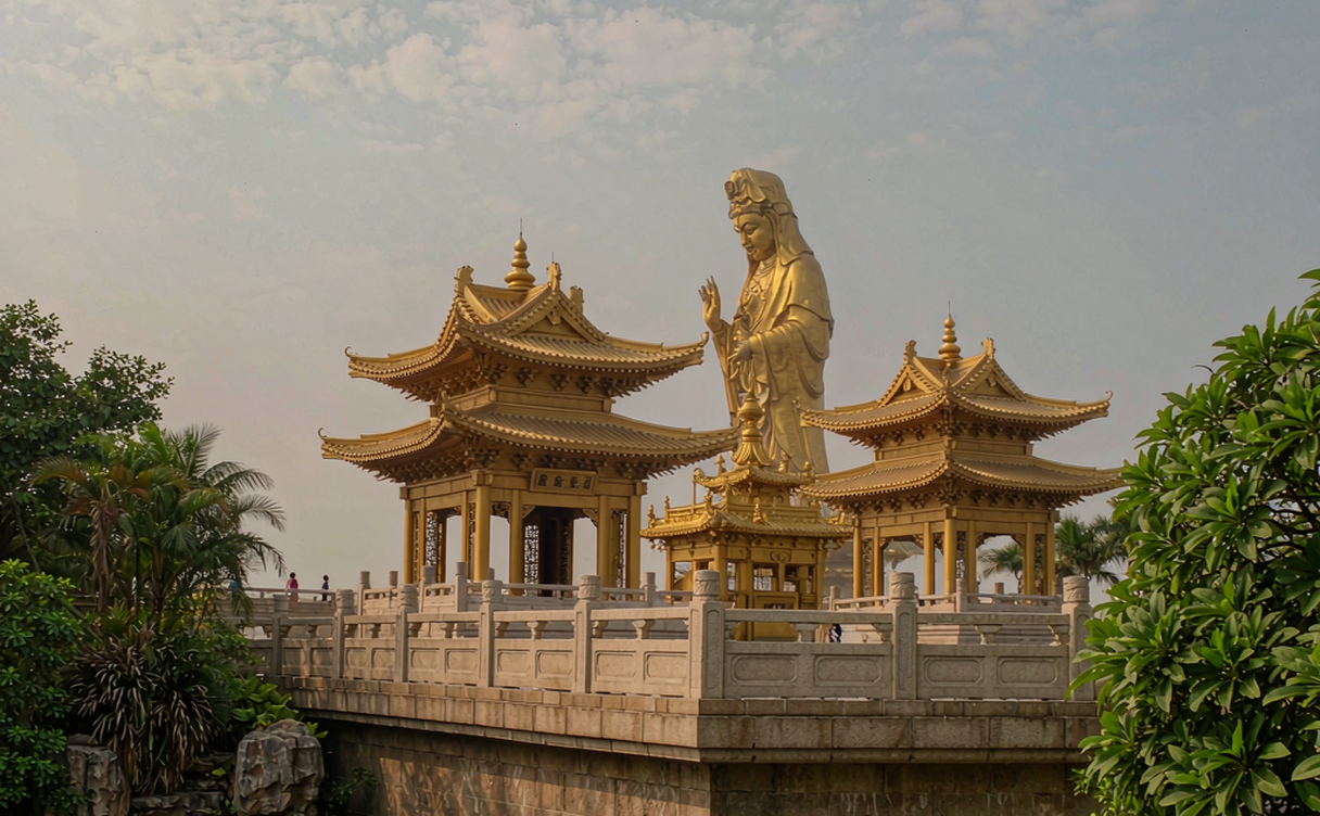 Nanshan Sanya Guanyin statue standing in the sea