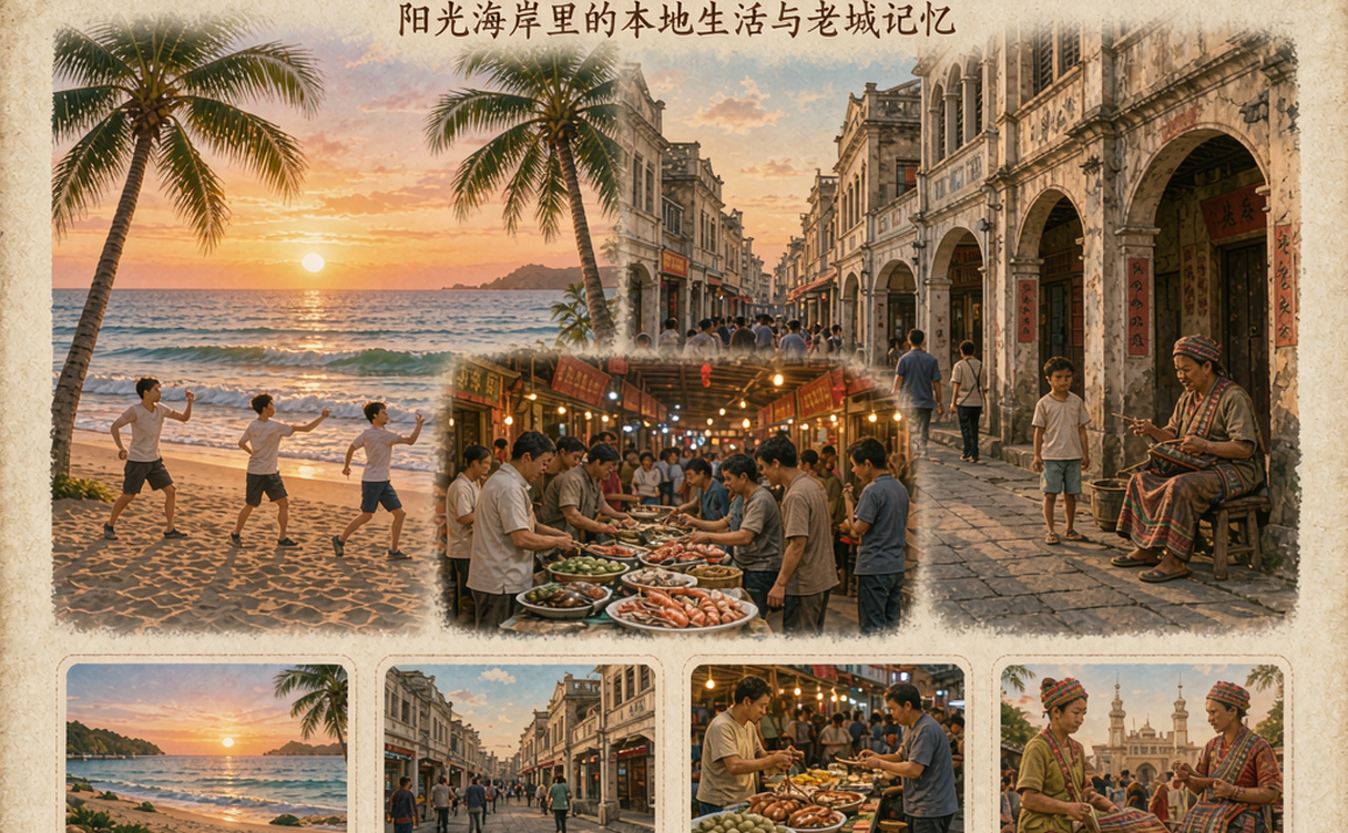 Fresh seafood displayed on ice at a Sanya night market for cooked-to-order dinners