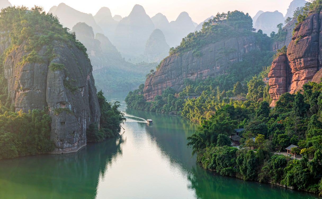 Yuntai Mountain hiking trail through forest
