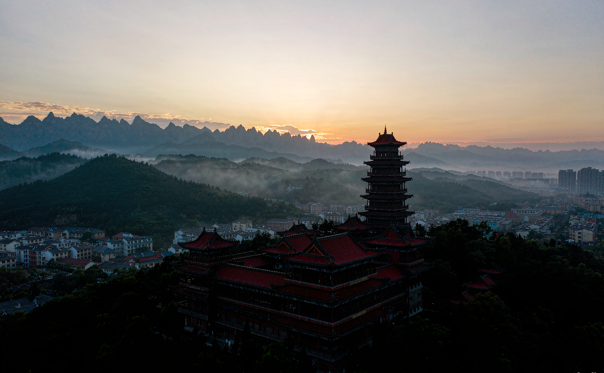 Hikers gathering at Riguan Feng peak before dawn for the Mount Tai sunrise