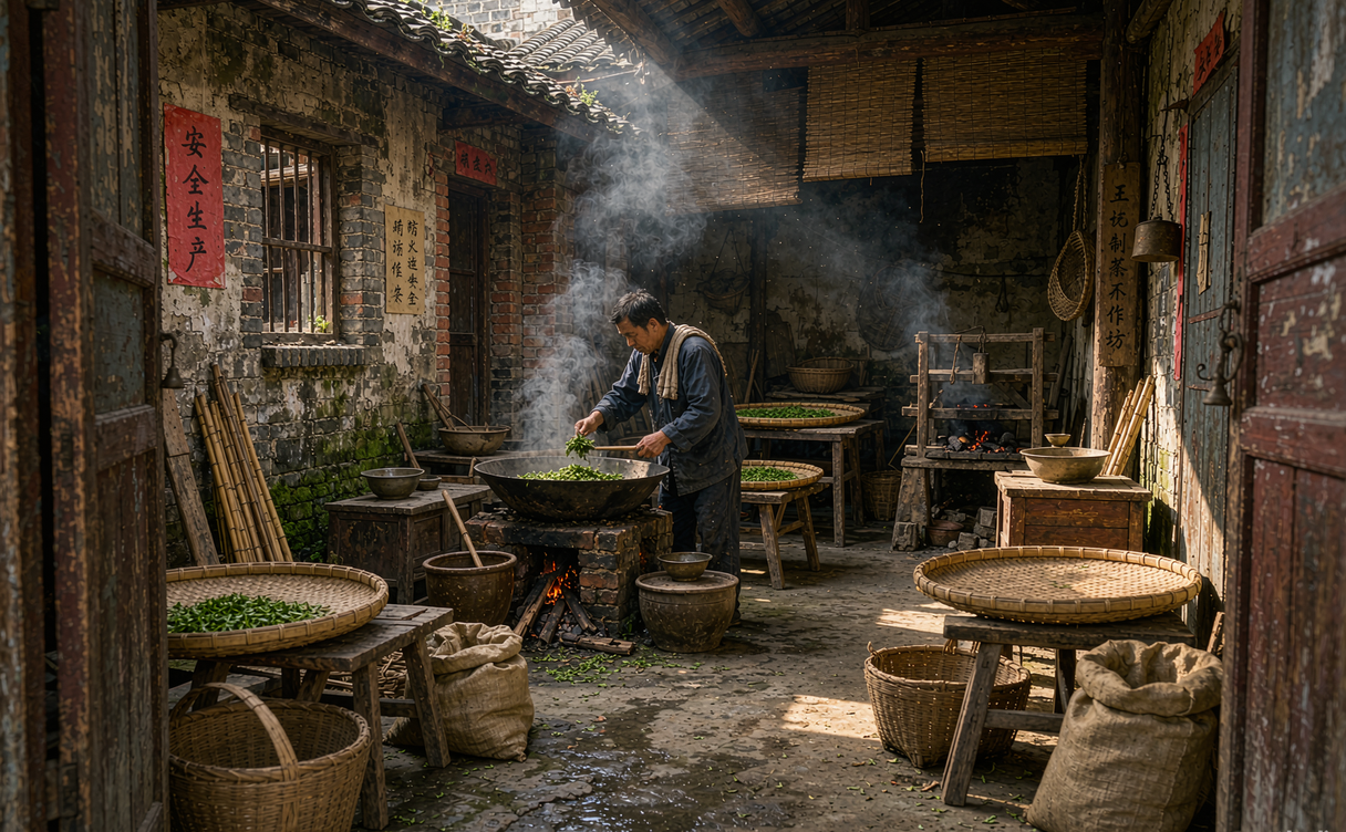Historic brick tea-processing workshop in Tianmen's old quarter