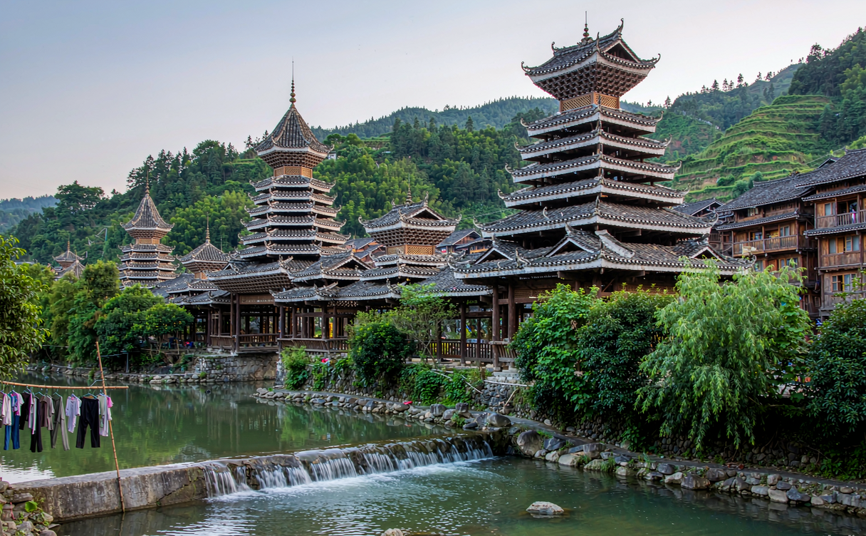 Dong drum tower in Tongdao Hunan wooden architecture