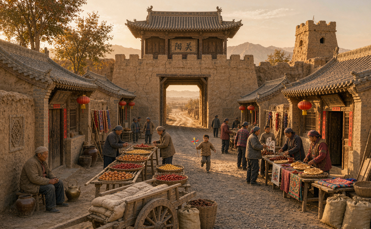 Ancient Silk Road causeway remains at Yangguan Pass