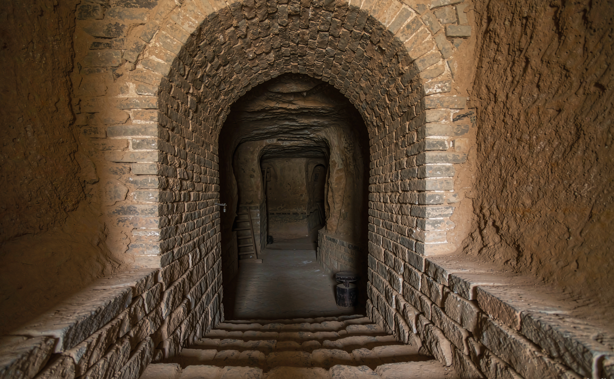 Narrow earthen lanes of Zhangbi Ancient Fortress village with Ming and Qing courtyard houses