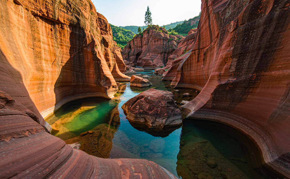 Zhangshiyan red Echo Wall cliff
