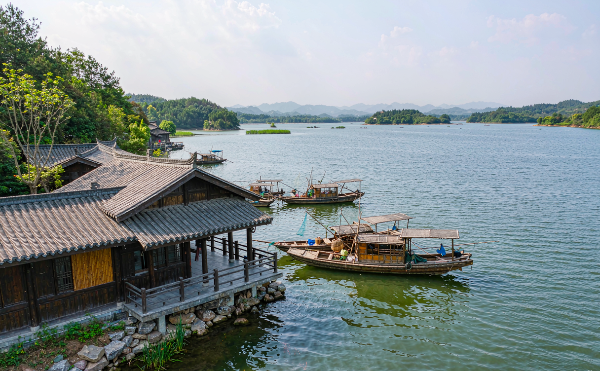 Sancha Lake tea house near Ziyang