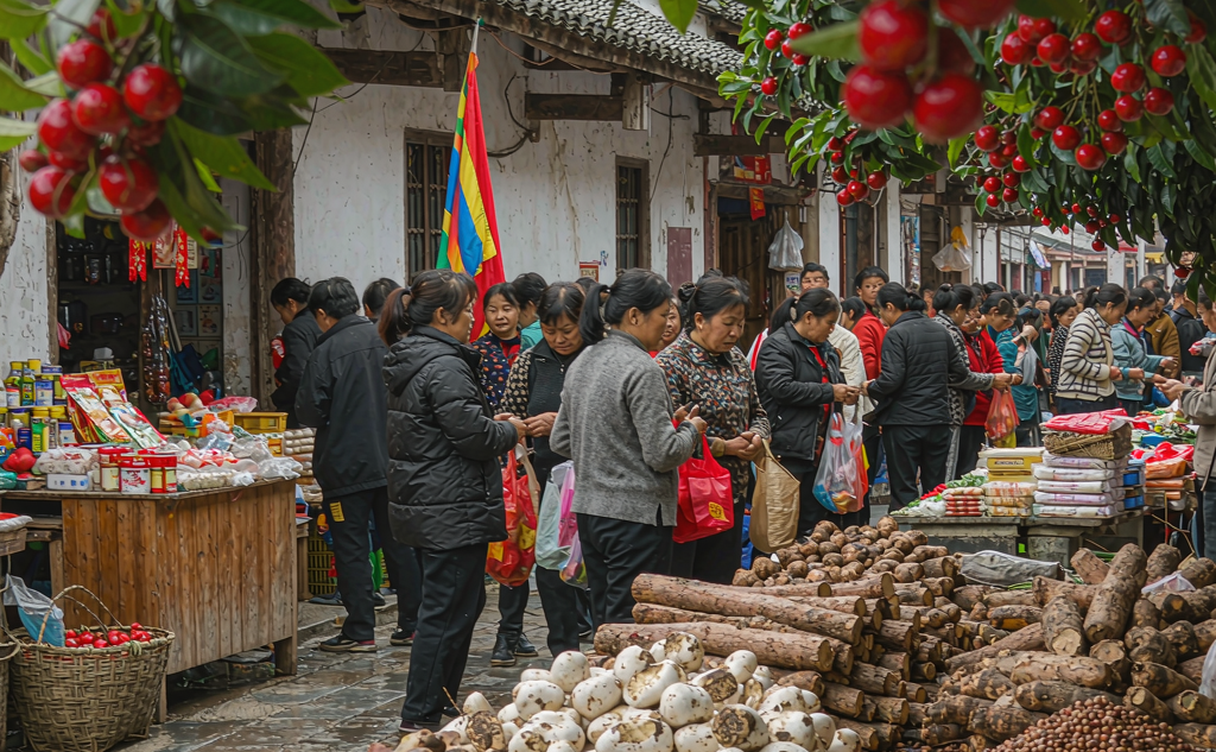 Zunyi night market with charcoal grills and tofu