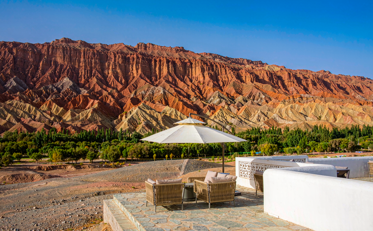 desert oasis hotel courtyard Turpan Xinjiang China Grape Valley