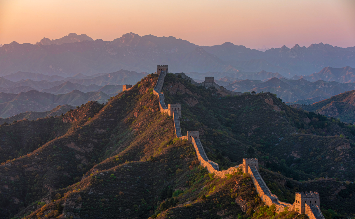 Wild Great Wall watchtowers on an unrestored section