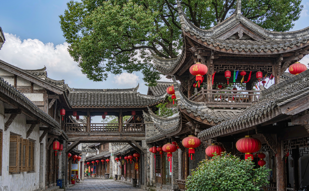 Chinese New Year celebrations in a traditional town, China