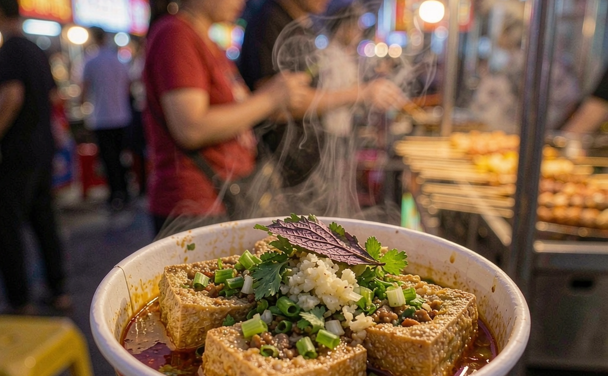 Braised stinky tofu in broth