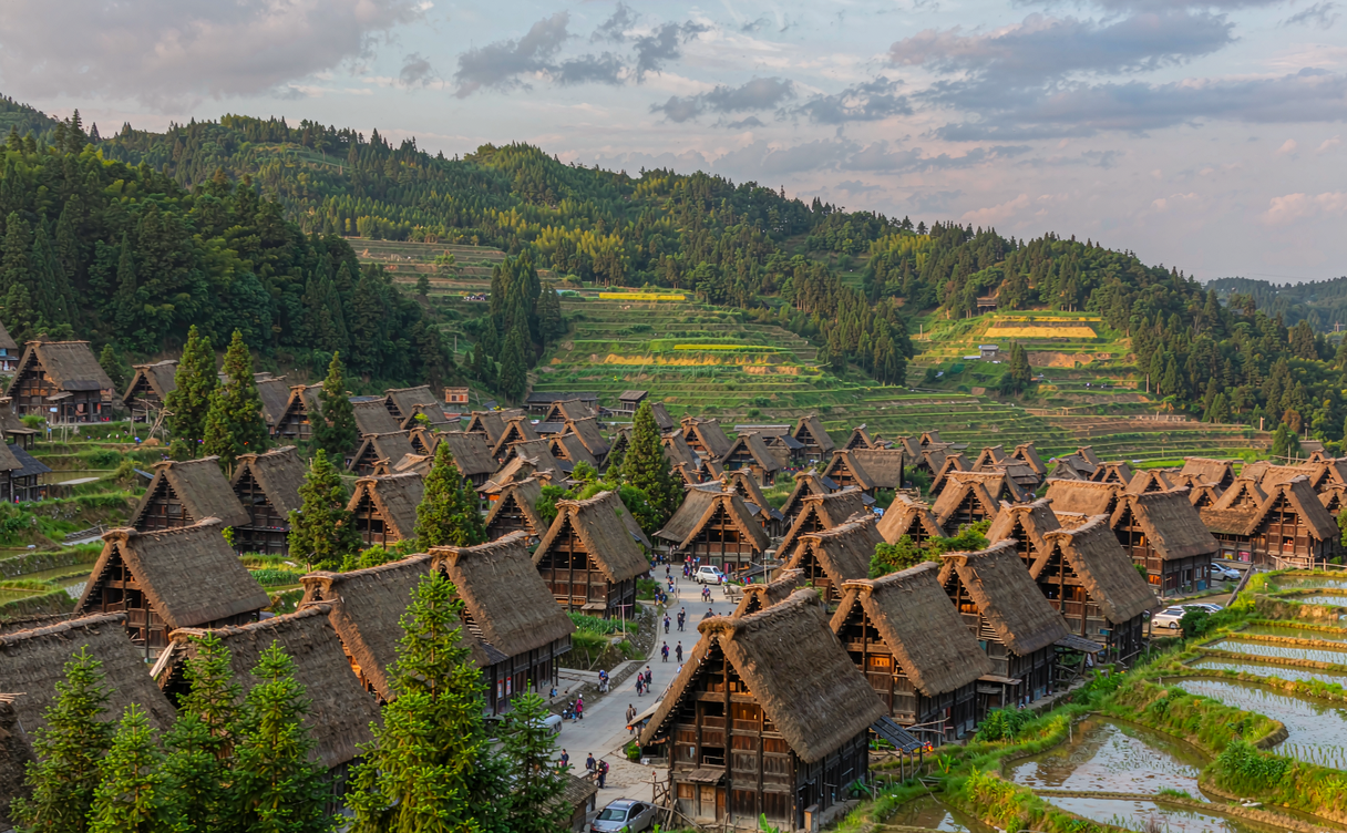Flooded Hani rice terraces in Yuanyang at sunrise