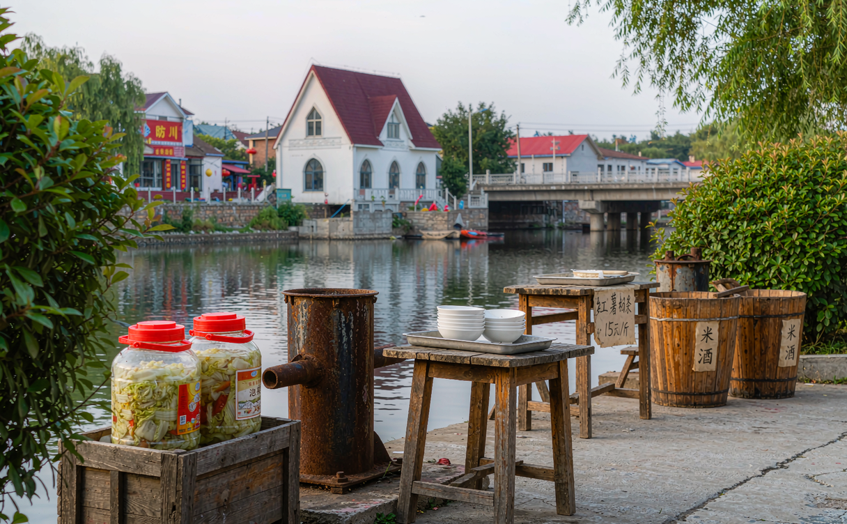 Korean ethnic village tiled roofs in Hunchun, Jilin