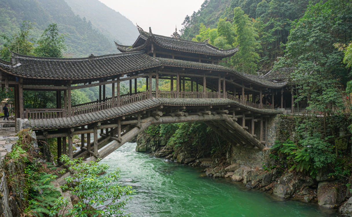 Rulong Bridge ancient lounge bridge Qingyuan Zhejiang