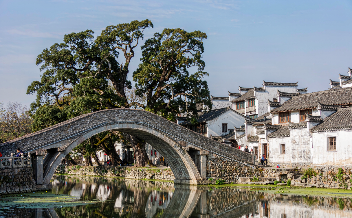 Golden rapeseed terraces of Jiangling village in Wuyuan