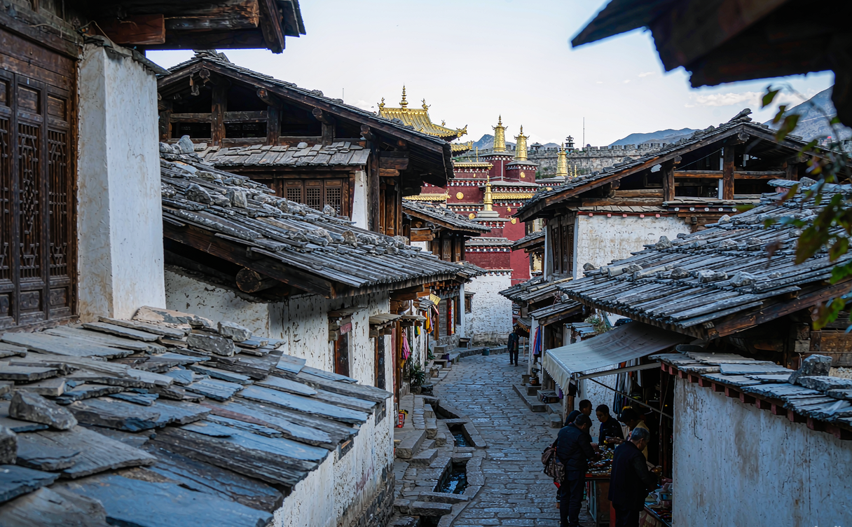 Songpan ancient wall gate towers at sunrise