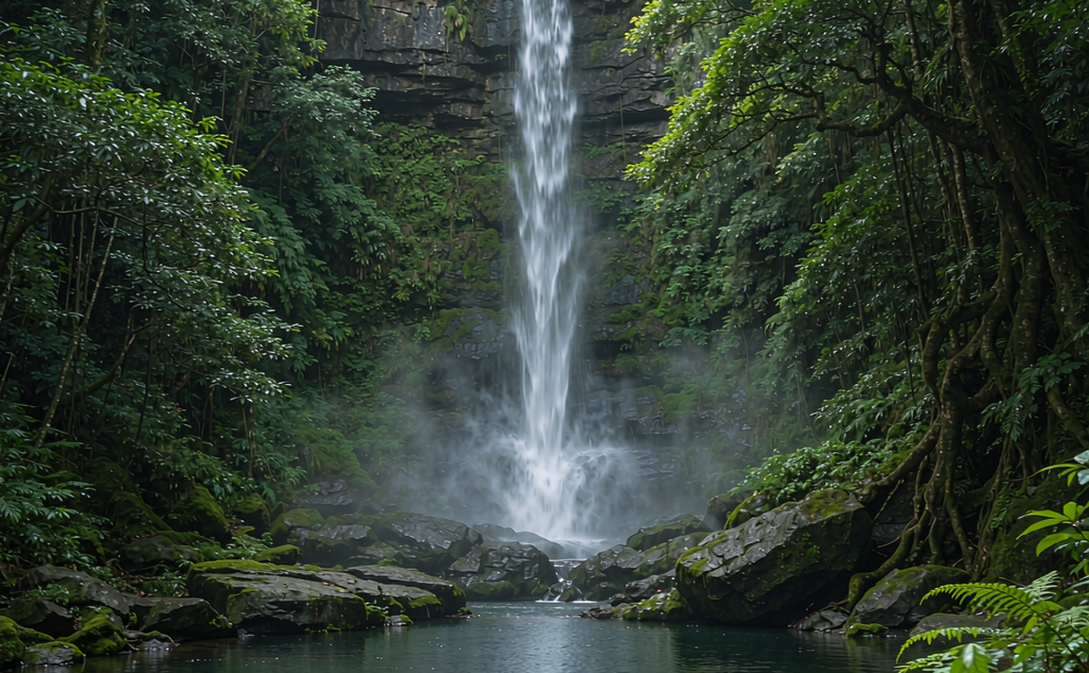 Tiantangzhai waterfall boardwalk in the Dabie Mountains, Anhui