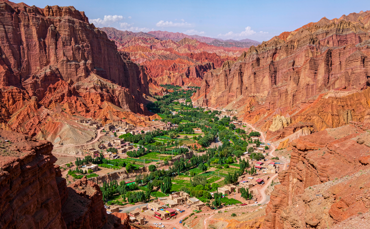 Tuyoq canyon Turpan Xinjiang China Flaming Mountains red rock gorge