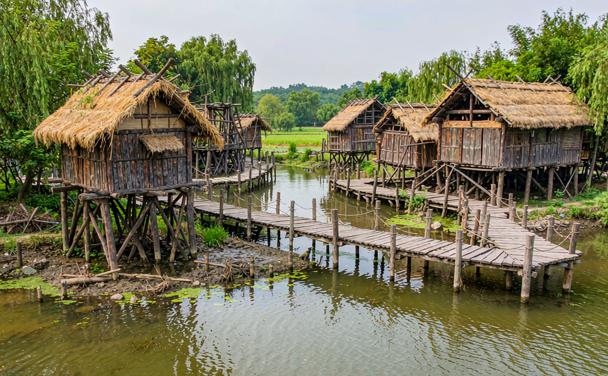 Hemudu ancient village museum and excavation site in Yuyao, Zhejiang